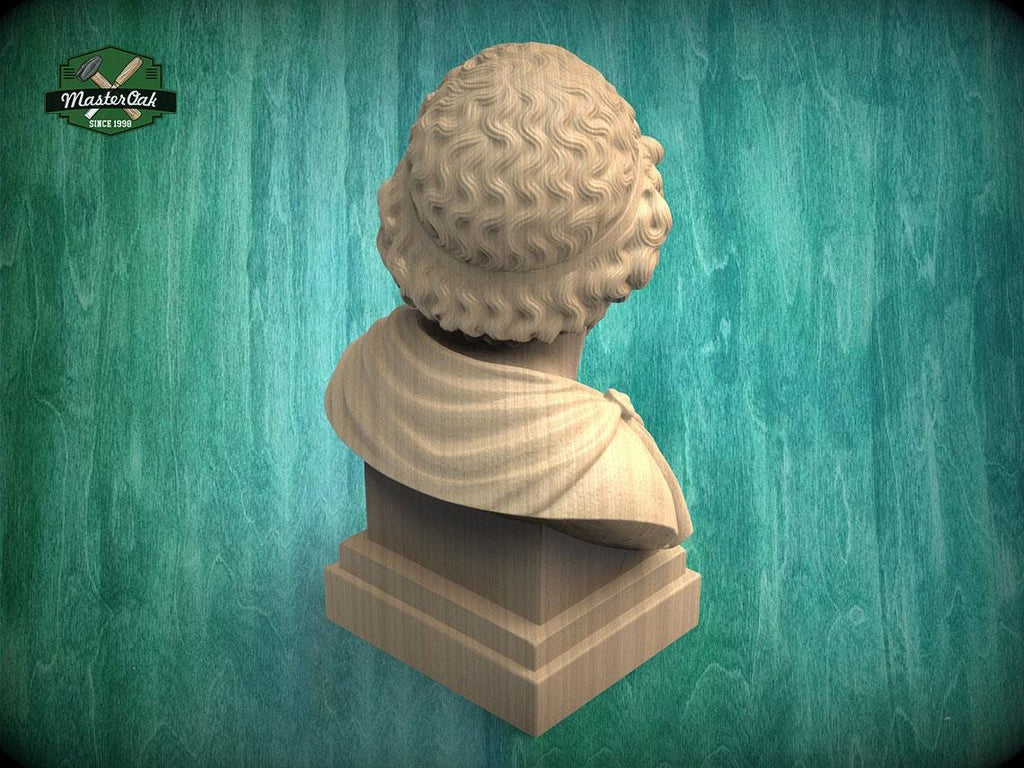 Homer Bust | Carved & Hand-Finished Wood Statue | Gift for Literature Lovers