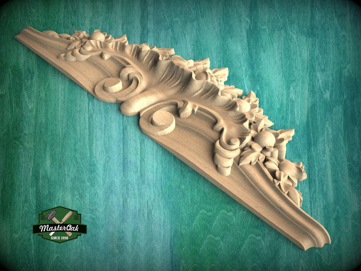 Elegant Floral Carved Wooden Crown for Cabinets - Classic Decorative Accent, 1pc, Unpainted, Home Wall Embellishments, Furniture Carving