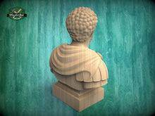 Load image into Gallery viewer, Marcus Aurelius Bust, Hand-Finished Wood Sculpture | Stoic Philosophy Decor
