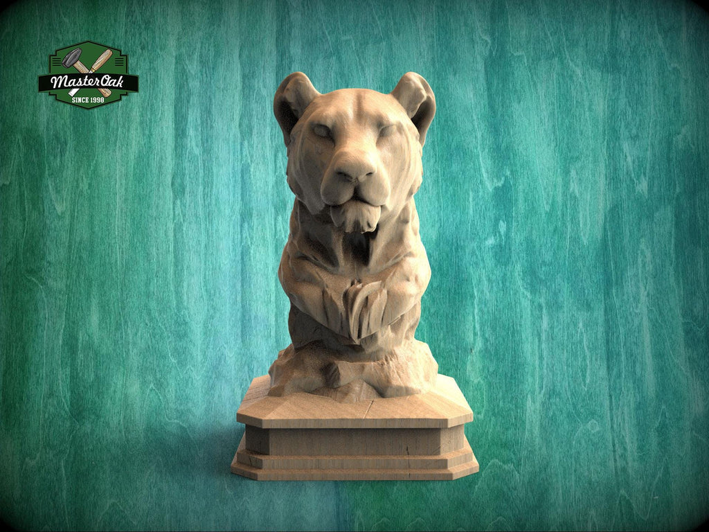 Lioness Bust , Lioness statue for Staircase Newel Post, Lioness finial bed post, Animal Post Cap for Rustic Interiors, 1pc, Unpainted