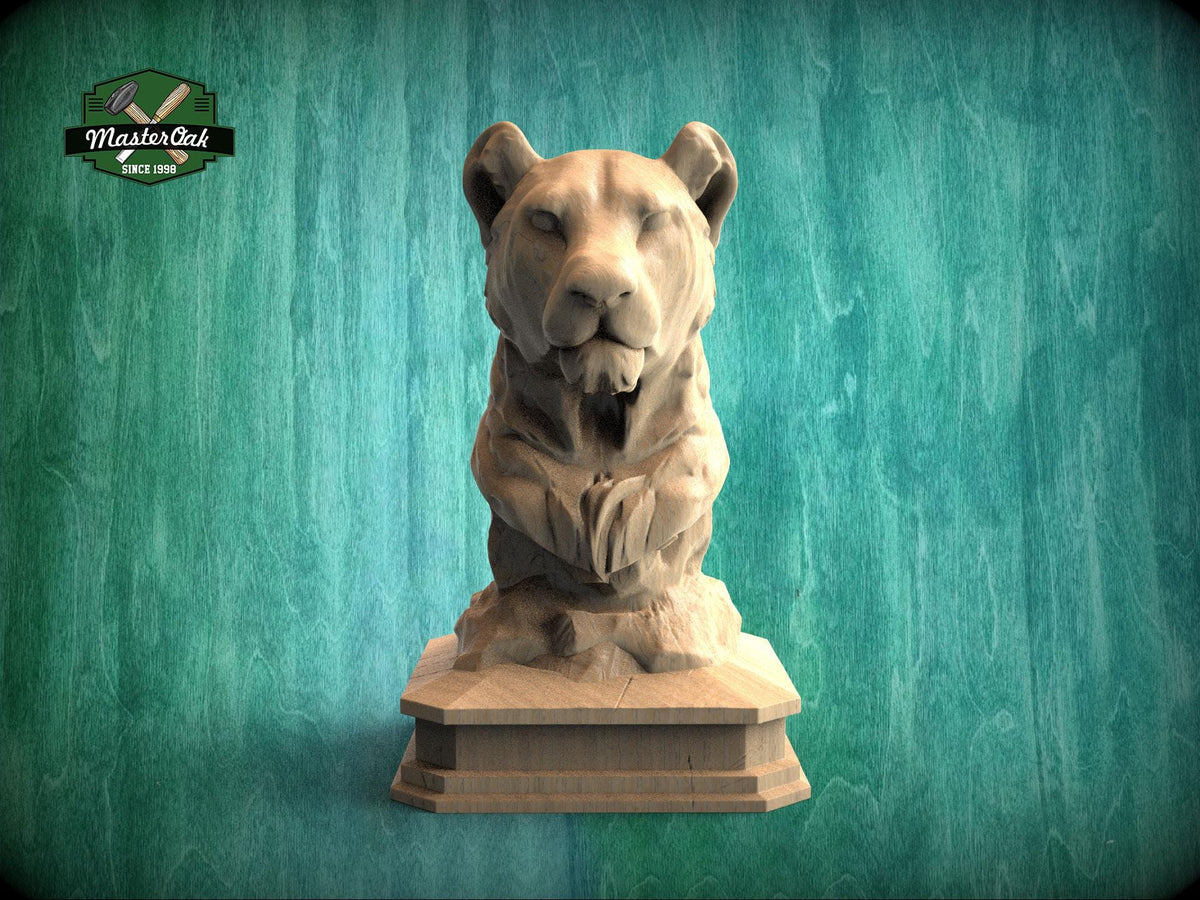 Lioness Bust , Lioness statue for Staircase Newel Post, Lioness finial bed post, Animal Post Cap for Rustic Interiors, 1pc, Unpainted