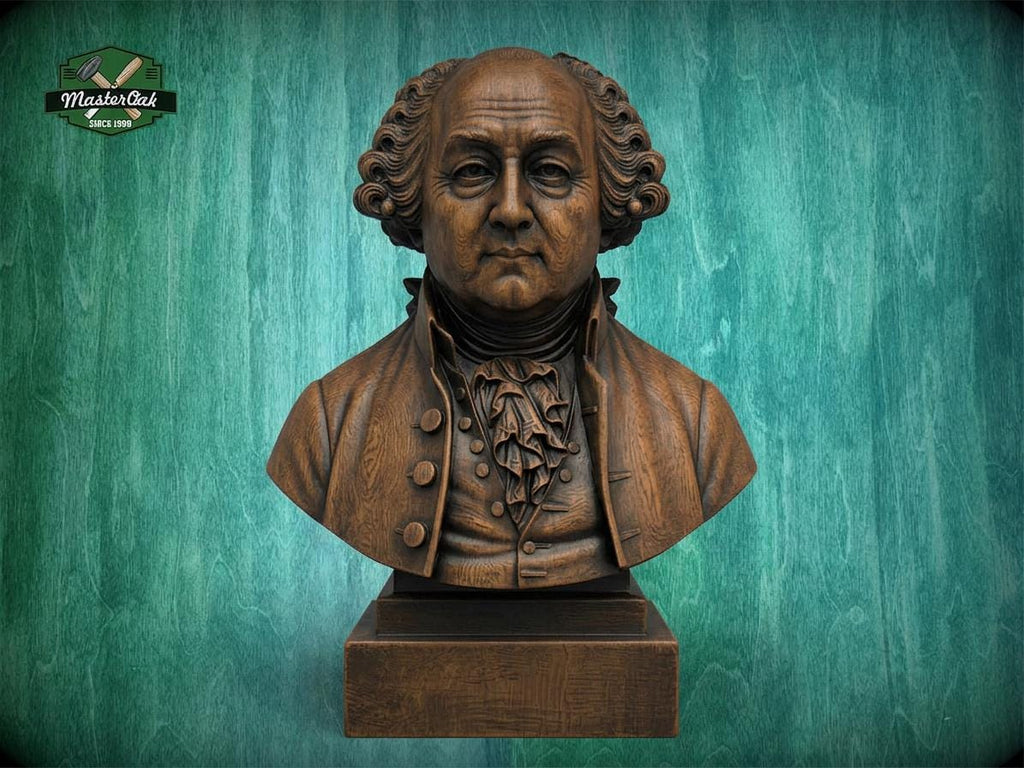 John Adams Bust, Hand-Finished Wood Sculpture | American Presidents Decor