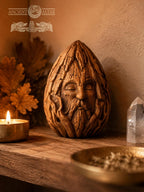 Wooden Forest Spirit Figurine – Ancient Bark Sage, Woodland Guardian Decor
