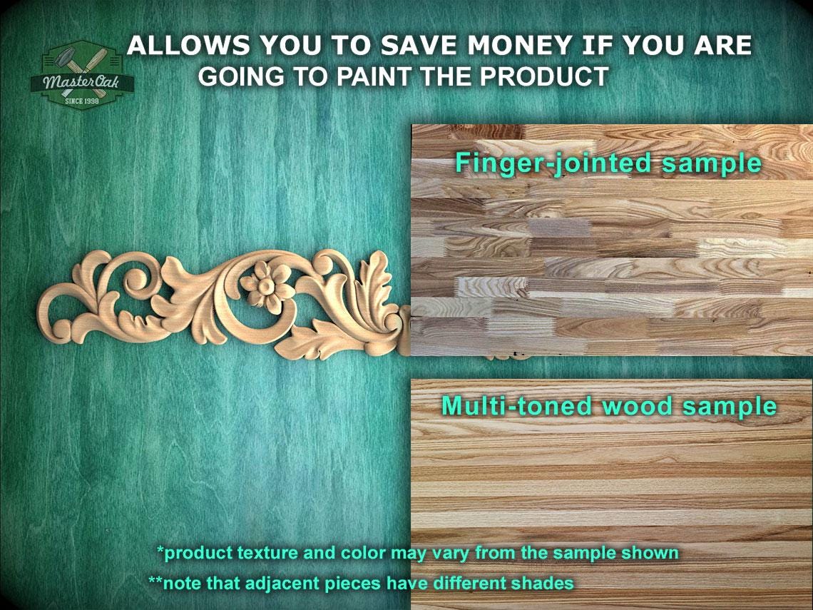 The image is a collage of three different wood samples, each with a unique texture and color, showcasing the variety of the product.