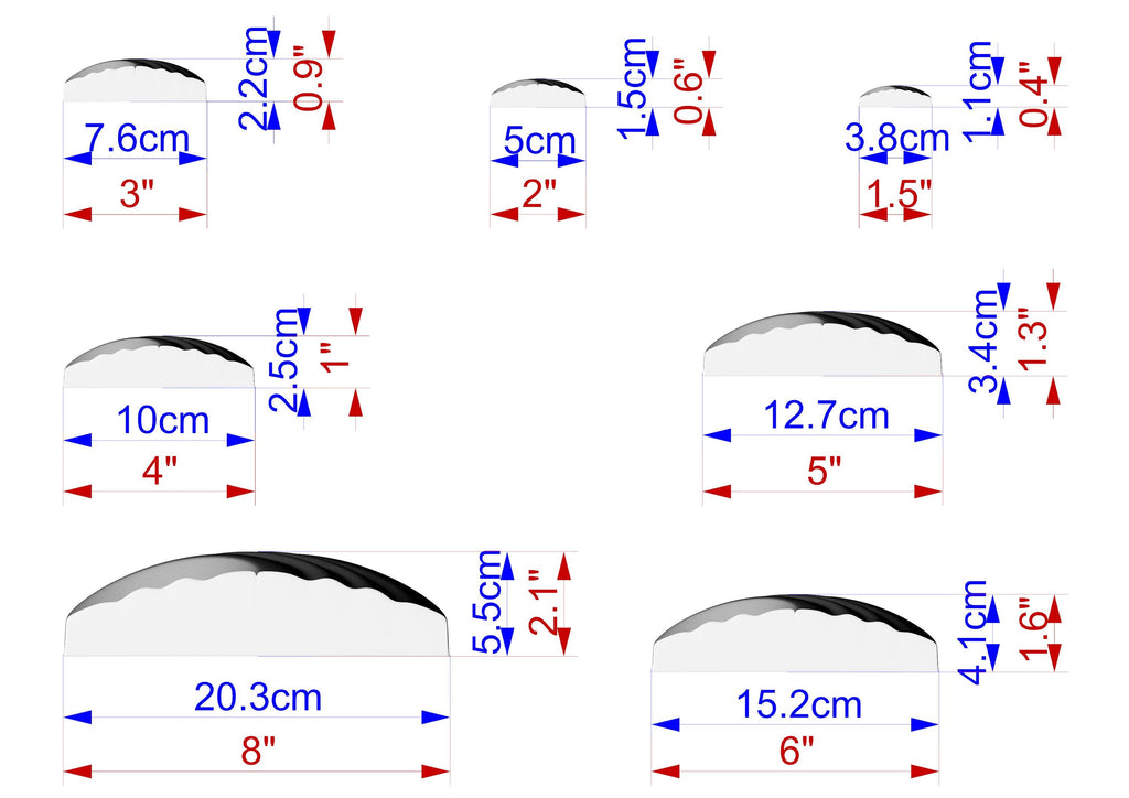 a series of seven different images, each with its own set of measurements and dimensions. The images vary in size, ranging from small to large, and are arranged in a grid-like pattern. The measurements are provided in centimeters, with each image having a specific size indicated. The image does not contain any text or additional information beyond the measurements and dimensions.