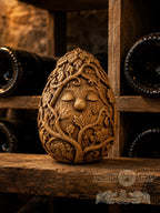 Wine Spirit Figurine, Carved Oak Vineyard Guardian, Wine Cellar Decor, Grape Vine Sculpture, Gift for Wine Lover, 2.76 Inch