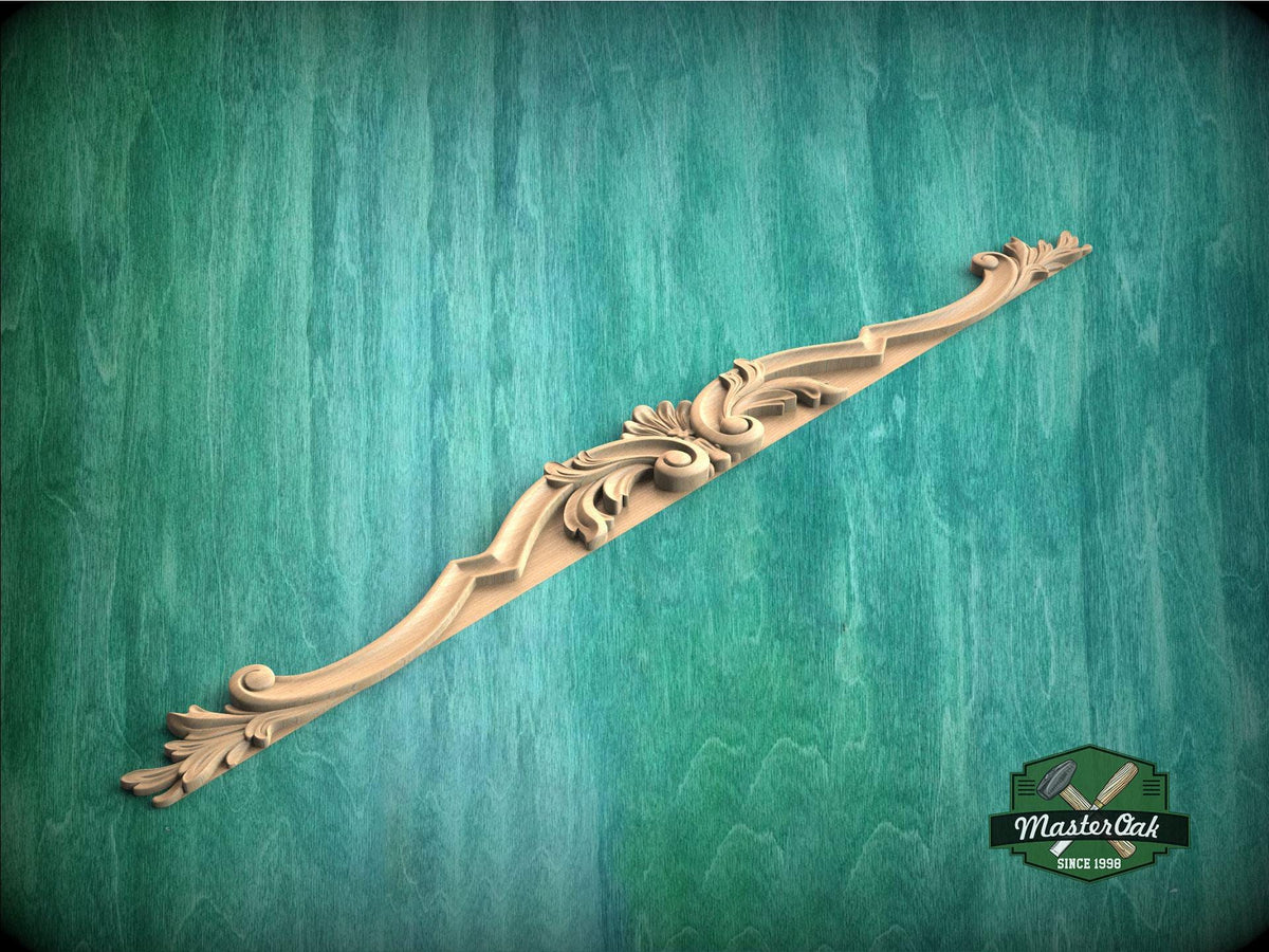 Acanthus Leaf Scroll Applique with Stepped Profile for Furniture Tops
