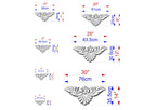 a series of images depicting various sizes of ornate, decorative designs, likely in the form of a collage or a collection of individual images. The images are labeled with their respective sizes, ranging from 15" to 35" and 30" to 70" centimeters. The images are arranged in a grid format, showcasing the different sizes and designs.