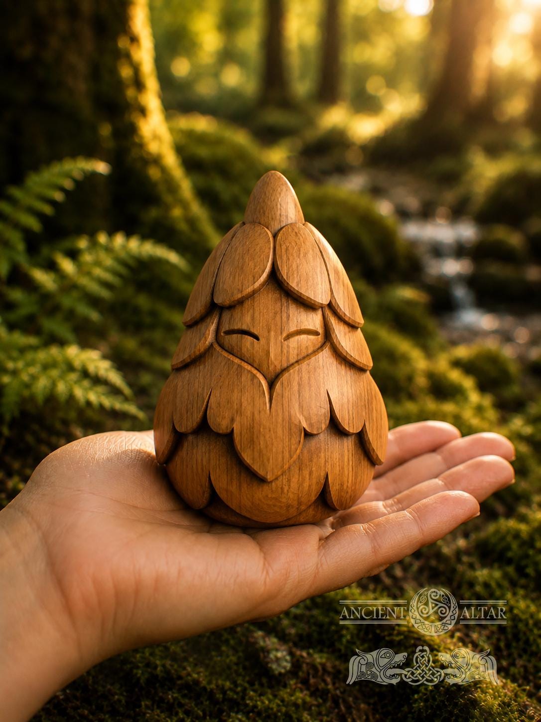 Wooden Flower Spirit Figurine, Bloom Keeper Oak Plant Guardian, Cottagecore Decor, Plant Lover Gift, Woodland Good Luck Charm
