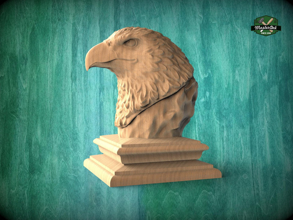 Eagle Finial for Stair Post, Eagle Bed Post Cap, Handcrafted Bird of Prey Sculpture, Carved Wooden Eagle Decor