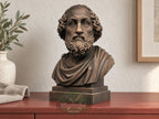 Homer Bust | Carved & Hand-Finished Wood Statue | Gift for Literature Lovers