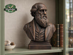 Charles Darwin Bust, Hand-Finished Wood Sculpture | Biology & Science Decor