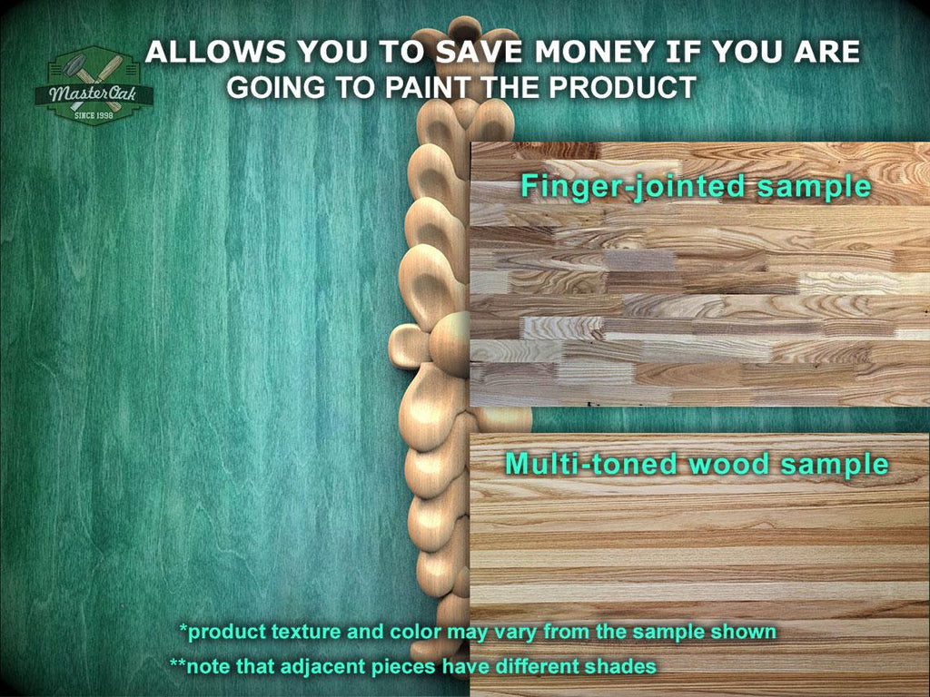 The image is a promotional advertisement for Master Oak Paint, featuring a close-up of a wooden surface with a text overlay that provides information about the paint product.