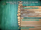 The image is a promotional advertisement for Master Oak Paint, featuring a close-up of a wooden surface with a text overlay that provides information about the paint product.