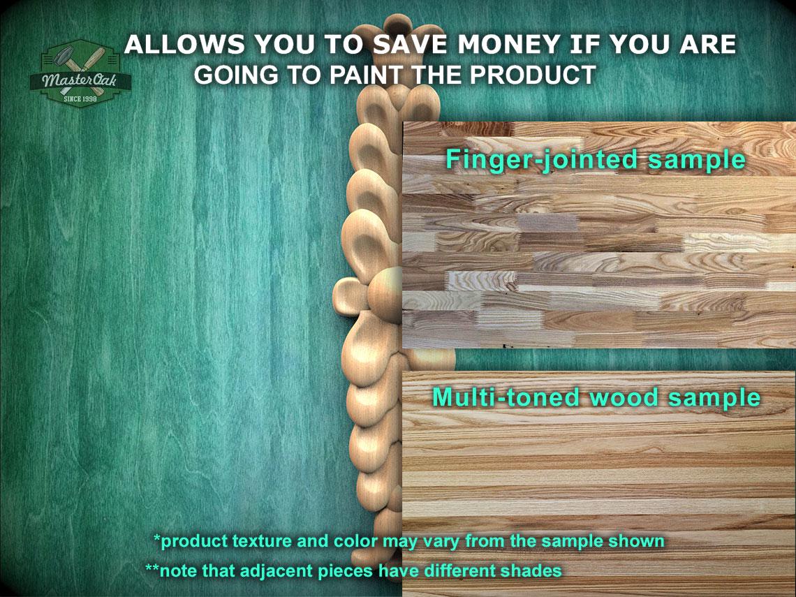 The image is a promotional advertisement for Master Oak Paint, featuring a close-up of a wooden surface with a text overlay that provides information about the paint product.