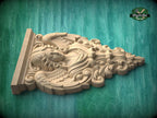 Carved Wood Angel Wall Applique with Wings and Acanthus Scrollwork