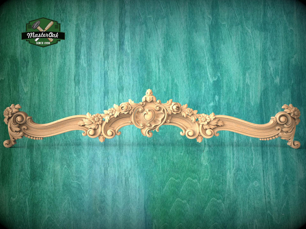 Le Roi Soleil Cornice - French Baroque Classicism Elegance, 1 pc, Unpainted, Baroque Pelmet, Classic carved curtain rod of wood