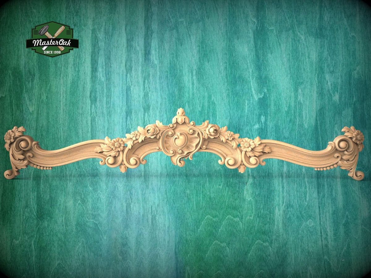 Le Roi Soleil Cornice - French Baroque Classicism Elegance, 1 pc, Unpainted, Baroque Pelmet, Classic carved curtain rod of wood