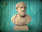 Aristotle Bust, Hand-Finished Wood Sculpture | Greek Philosophy Decor
