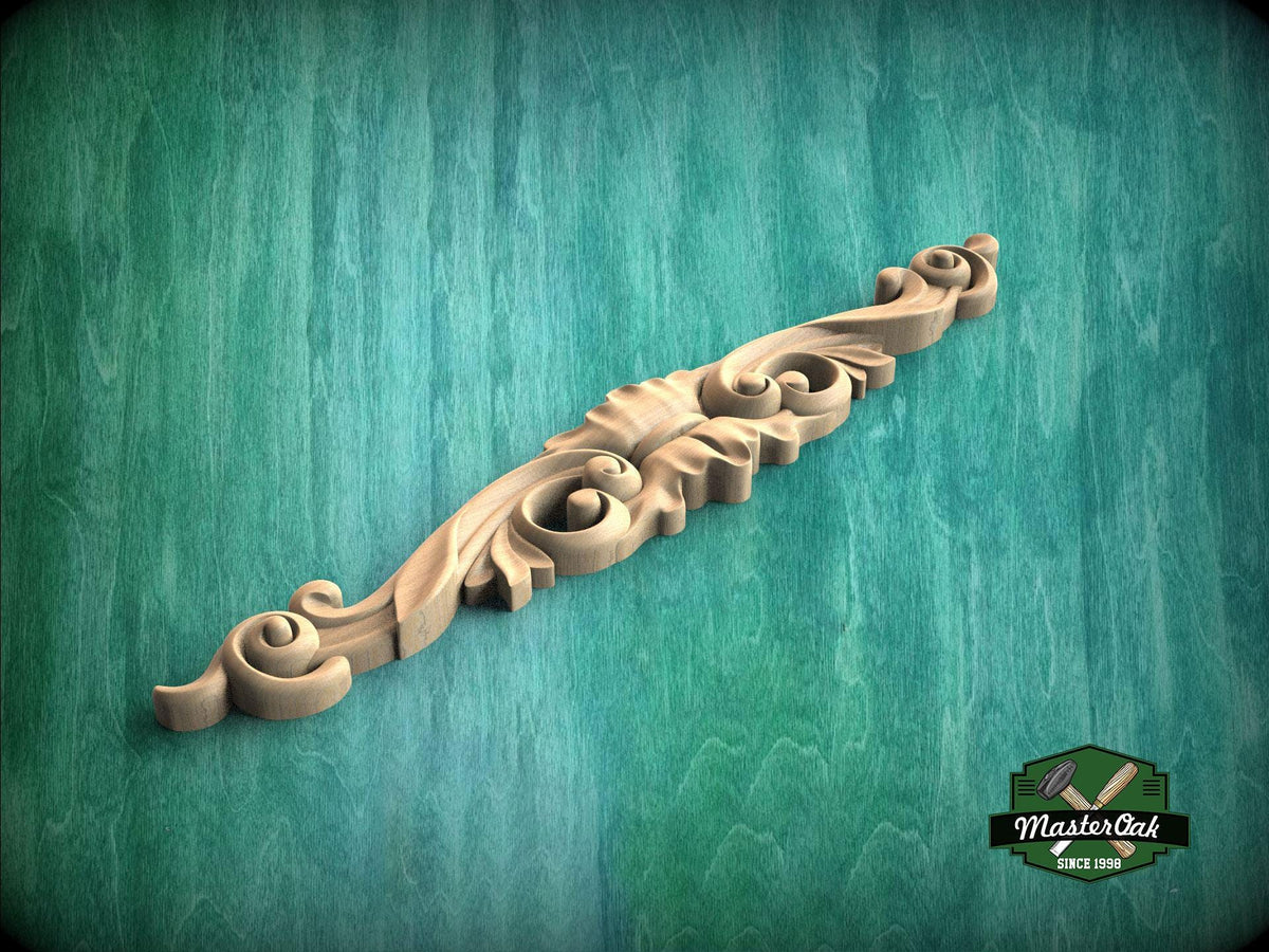 a wooden carving of a long decorative object