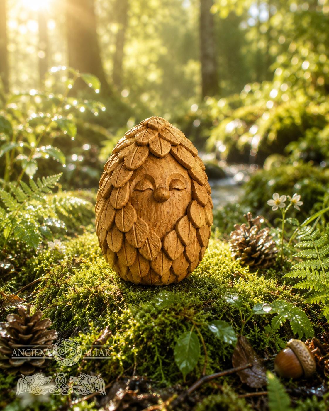 Wooden Forest Spirit Figurine, Whisperleaf Guardian, Woodland Shelf and Desk Decor