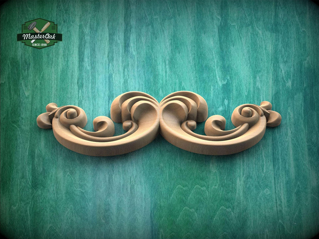 Large Floral Wood Applique – Ornate Carved Decoration for Furniture