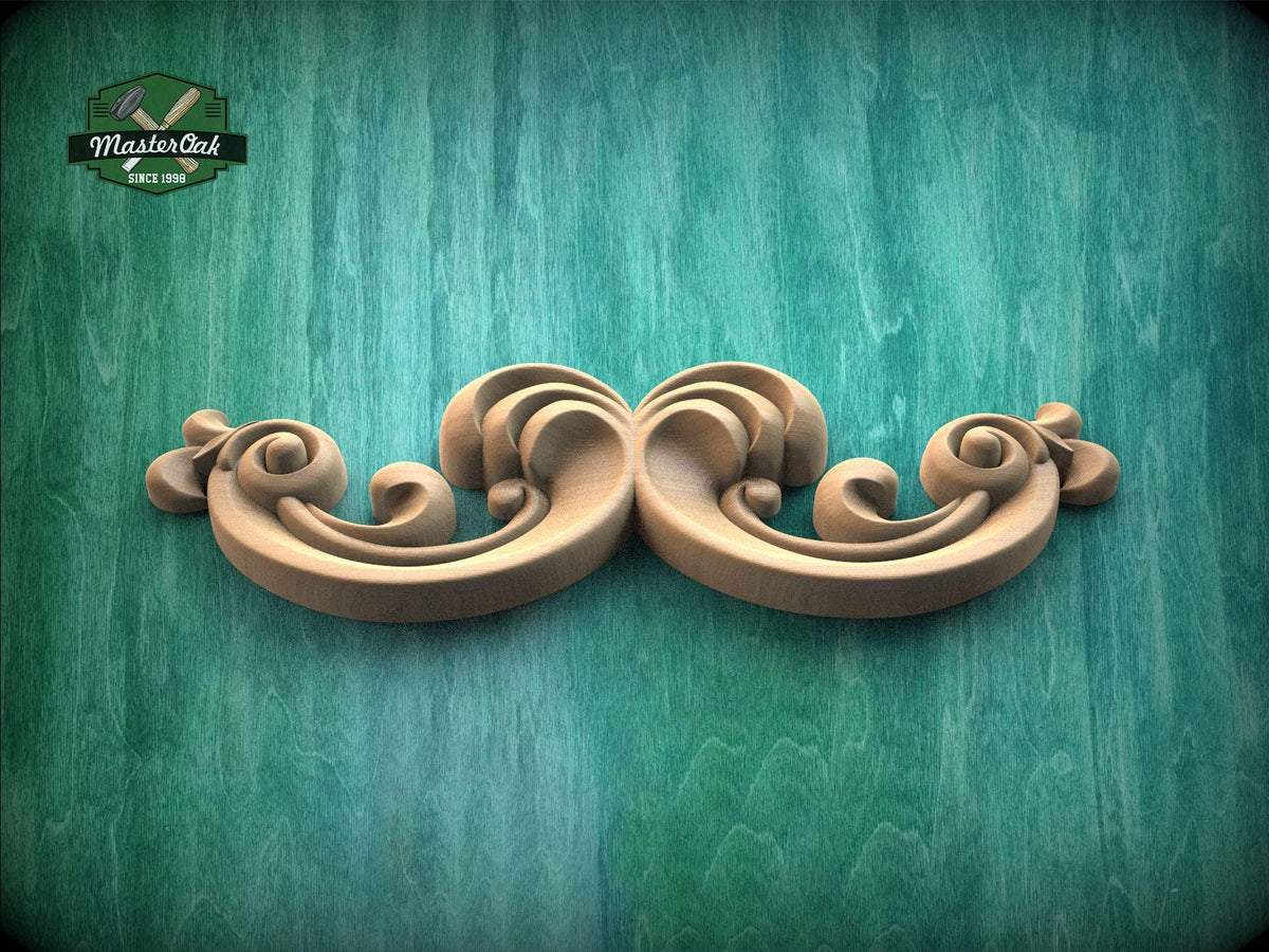 Large Floral Wood Applique – Ornate Carved Decoration for Furniture