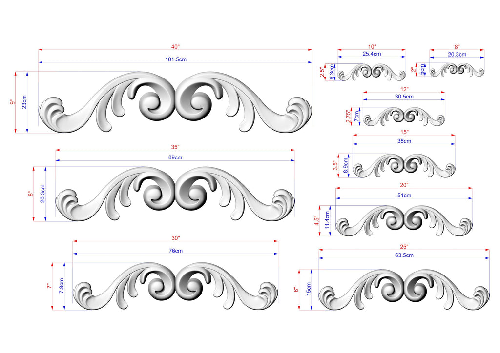 a drawing of a set of decorative scrolls