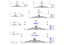 Load image into Gallery viewer, a series of ornate scrollwork designs, each with its own unique size and dimensions. The designs are arranged in a grid format, providing a clear visual representation of the various sizes available. The image is not a single, continuous scene but rather a collection of individual images that come together to form a larger picture.
