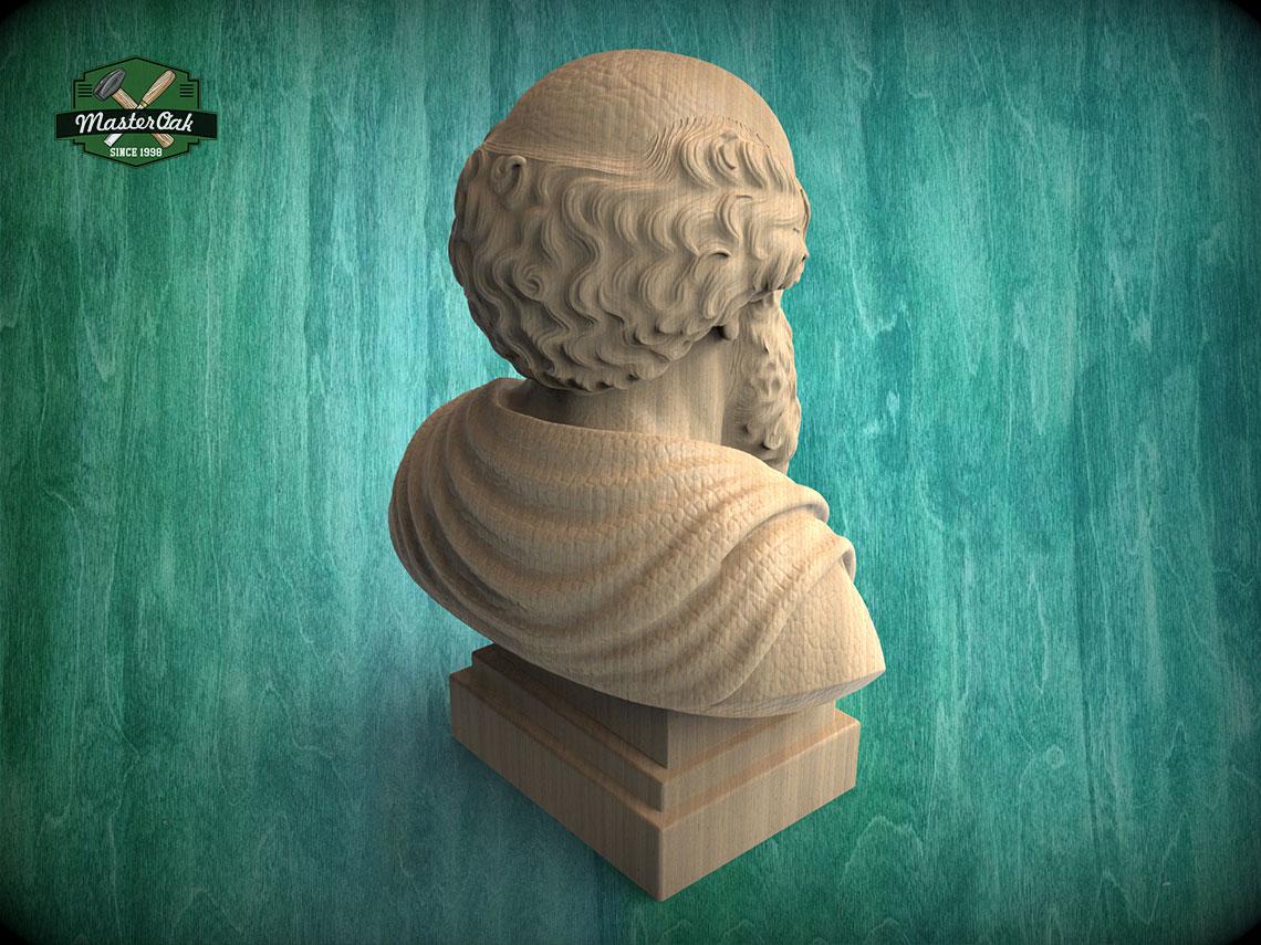 Archimedes Bust, Hand-Finished Wood Sculpture | Science History Gift for Office Library Decor