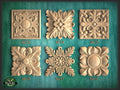Square Carved Wooden Rosette, 1 Piece – Home Decor, Square Wood Applique, Decorative Wall Panel Accent