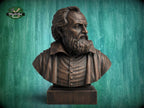 Galileo Galilei Bust, Hand-Finished Wood Sculpture | Astronomy & Science Decor