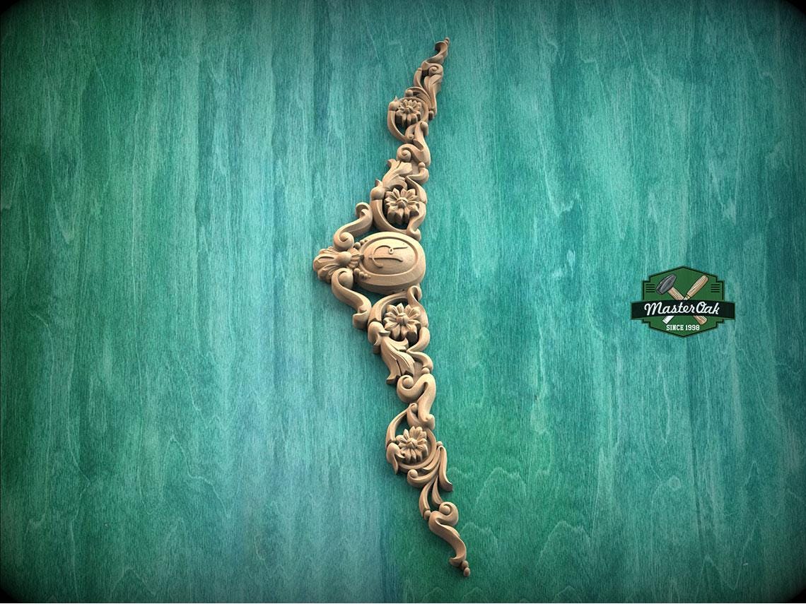 Personalized Classic Flourishes: Carved Wooden Onlay with Floral Elegance for Timeless Style, 1pc, Unpainted, Floral Medallion Onlay