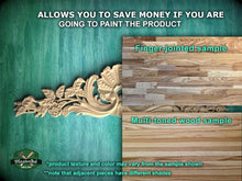 Load image into Gallery viewer, The image is a promotional advertisement for MasterCard, featuring a comparison of two different wood samples. The text highlights that the samples are finger-joined and multi-toned, and that the product texture and color may vary from the sample shown. The ad also mentions that adjacent pieces have different shades.

