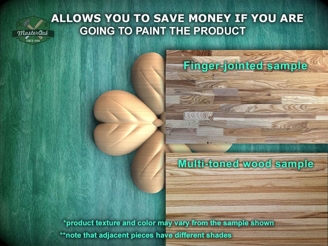 The image is a promotional advertisement for Master Oak, a company that sells wood products. It features a close-up of a wooden leaf and a wooden sample, along with text providing information about the products.
