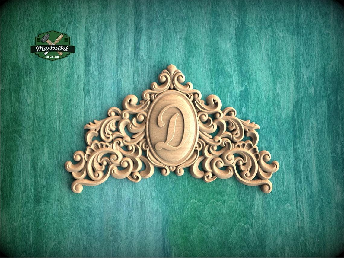 Personalized Eternal Carved Onlay with Cross, Unpainted, 1pc, Home Wall Embellishments, Furniture Carving, Ornamental Woodwork