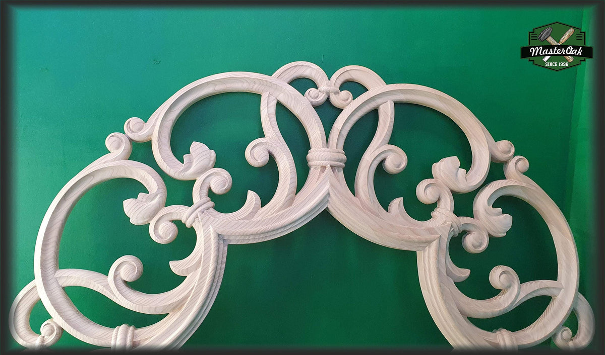 Mirror Carved Wood Trim, Hanging Floral Leaves, Unpainted