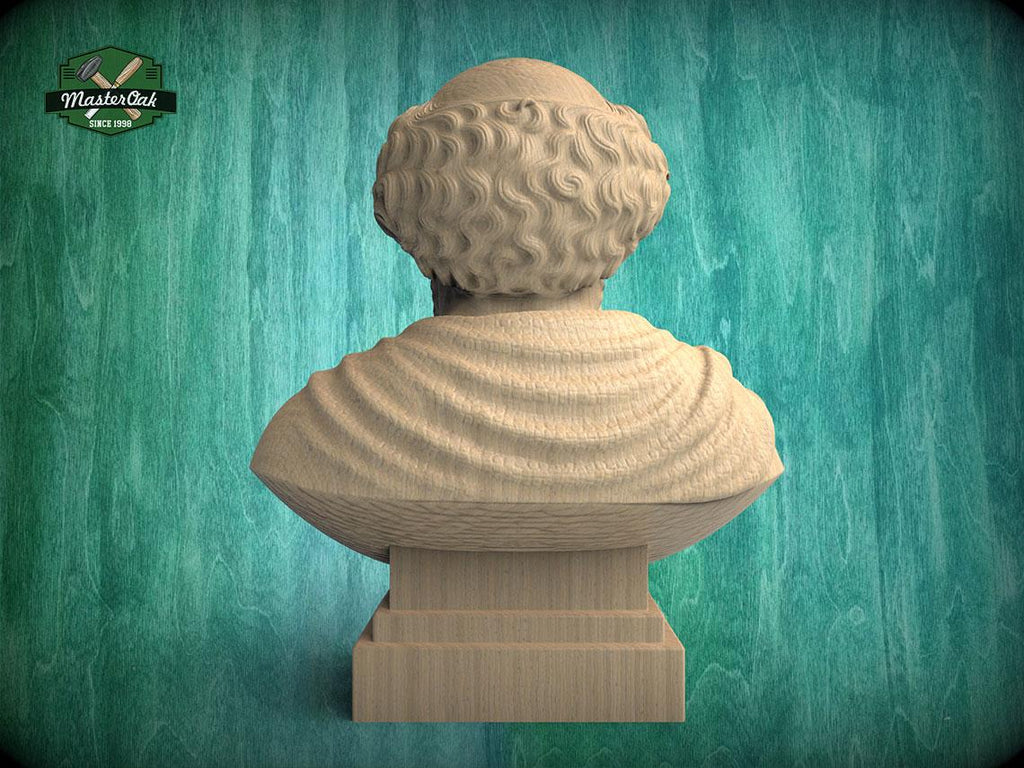 Archimedes Bust, Hand-Finished Wood Sculpture | Science History Gift for Office Library Decor