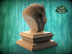 Carved Bison Newel Finial – Wooden Buffalo Head for Bed Post or Stair Post