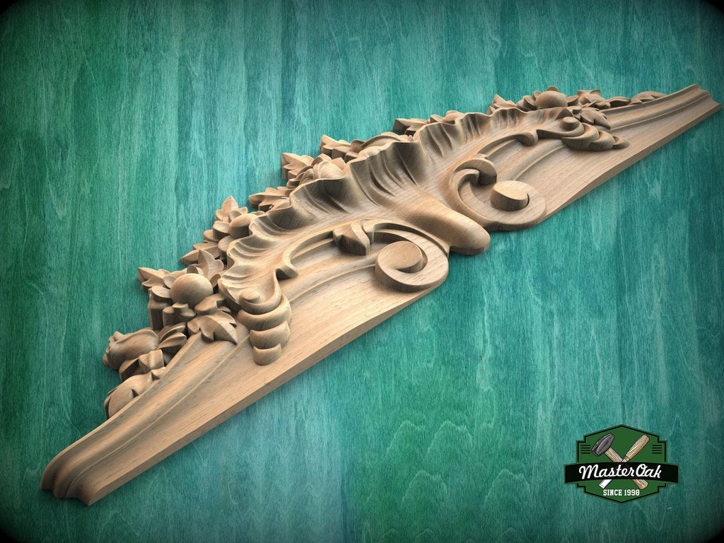 Elegant Floral Carved Wooden Crown for Cabinets - Classic Decorative Accent, 1pc, Unpainted, Home Wall Embellishments, Furniture Carving