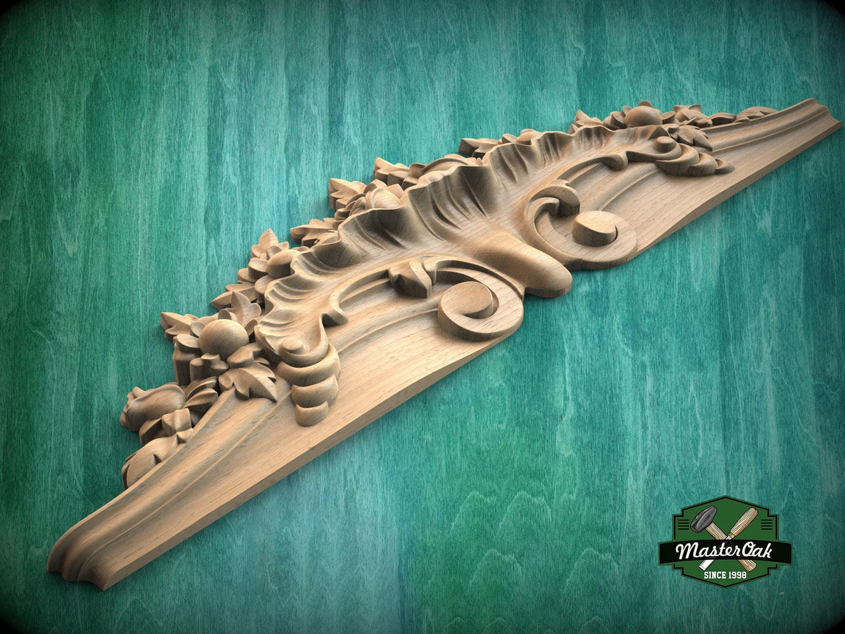 Elegant Floral Carved Wooden Crown for Cabinets - Classic Decorative Accent, 1pc, Unpainted, Home Wall Embellishments, Furniture Carving