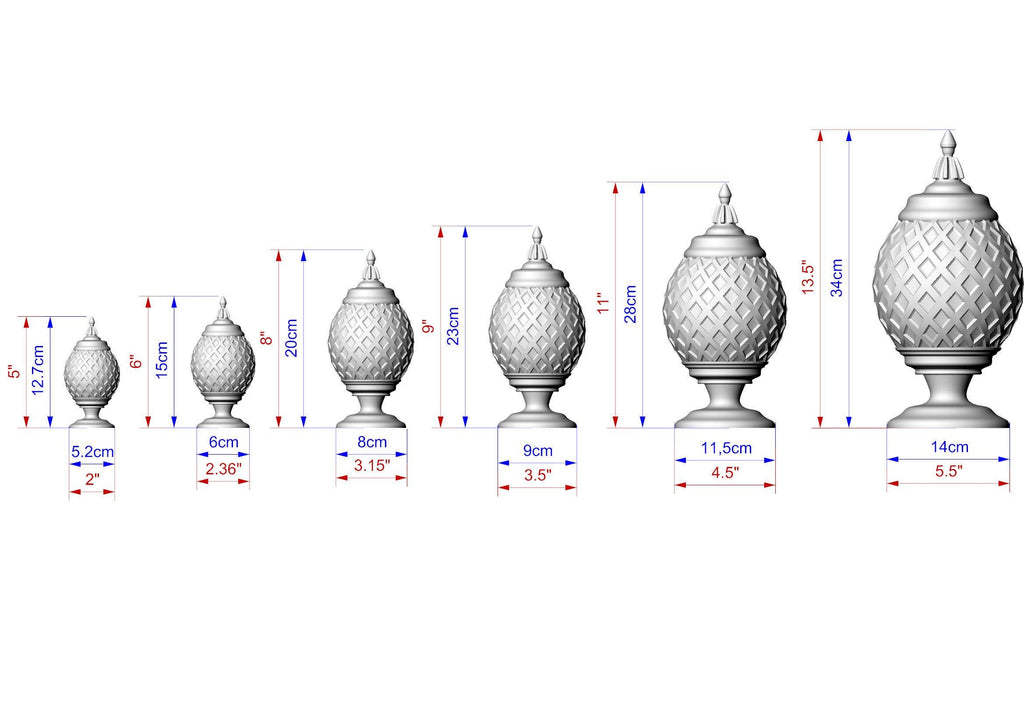 Grid Shaped Finial For Staircases, Carved Post Finials with square base, Staircase Newel Post Cap, Bed finials