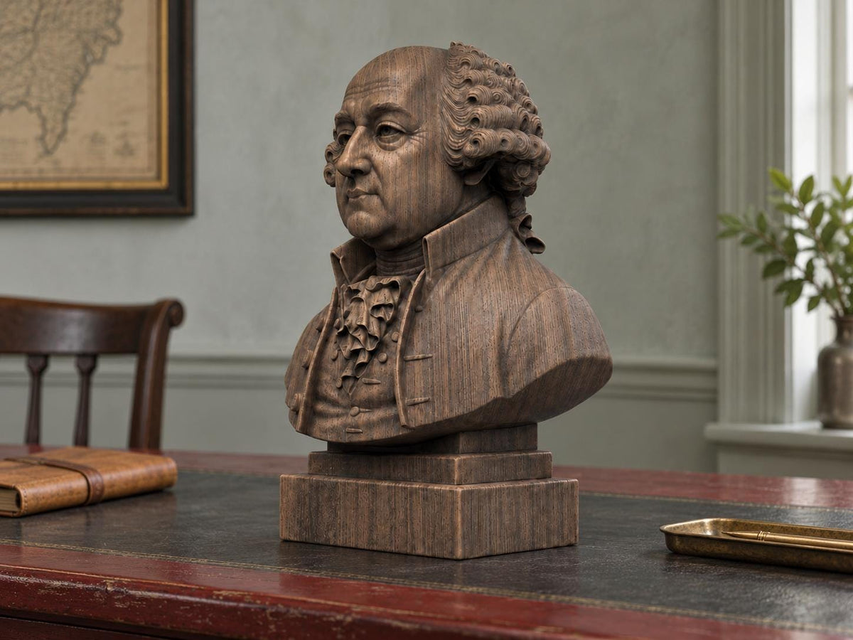 John Adams Bust, Hand-Finished Wood Sculpture | American Presidents Decor