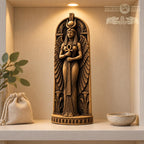 Isis Statue with Ankh, Winged Egyptian Goddess in Oak Wood, Pagan Altar Sculpture, Ancient Egypt Decor, Mythology Gift