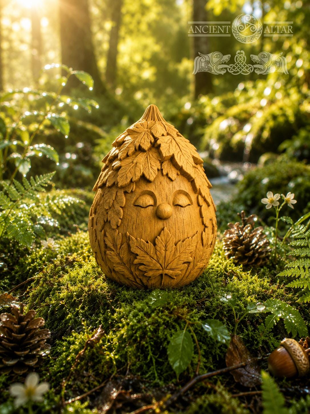 Maple Spirit Figurine, Carved Oak Forest Guardian, Wooden Maple Leaf Statue, Woodland Decor, Nature Lover Gift