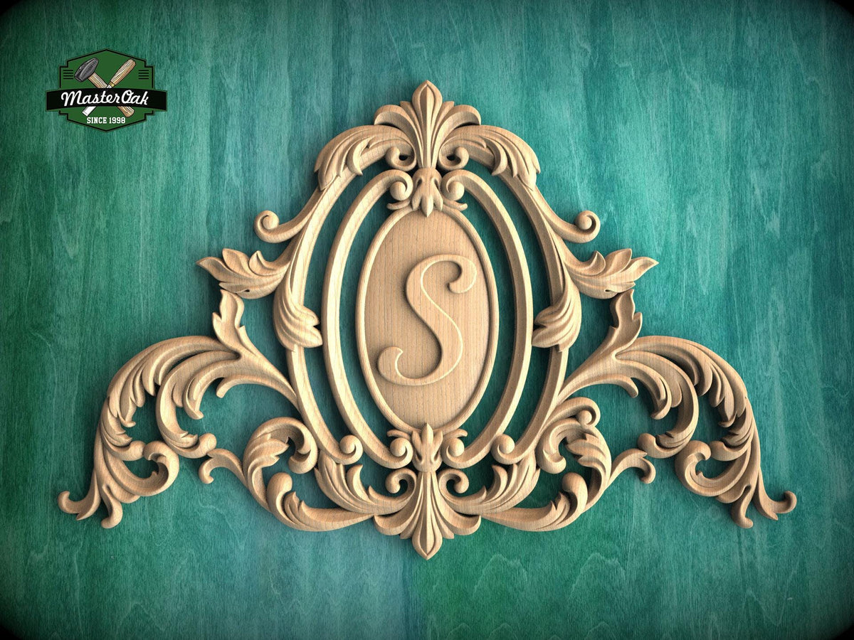 Personalized Carved Wood Appliques, Unpainted, Millwork Furniture Onlays For Kitchen Cabinets, 1pc, Home Wall Embellishments