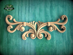 Grand Scroll Wood Applique – Ornamental Crest with Flowing Curves