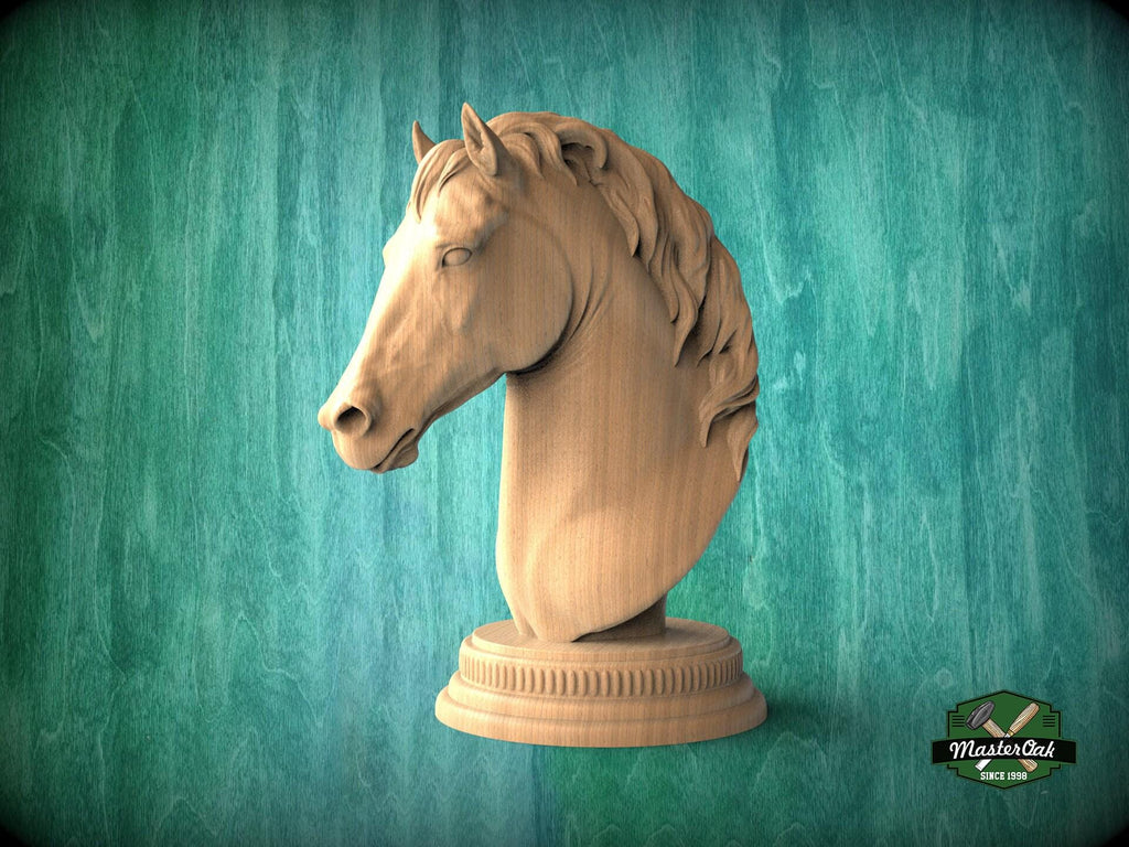 Wooden Chess Knight, Horse Head Statue, Wood Carving