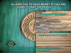 Personalized Carved Rosette - Greek Key Design in Natural Wood, 1pc, Unpainted, Home Wall Decor, Wooden Trim, Wood Art Decor