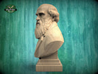 Charles Darwin Bust, Hand-Finished Wood Sculpture | Biology & Science Decor